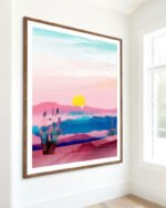 Shop melting sunset pink landscape nature painting Art Print, Canvas Print, commercial digital license & instant download printable - certified at 83oranges.com by artist Uma Gokhale India