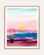 Shop melting sunset pink landscape nature painting Art Print, Canvas Print, commercial digital license & instant download printable - certified at 83oranges.com by artist Uma Gokhale India