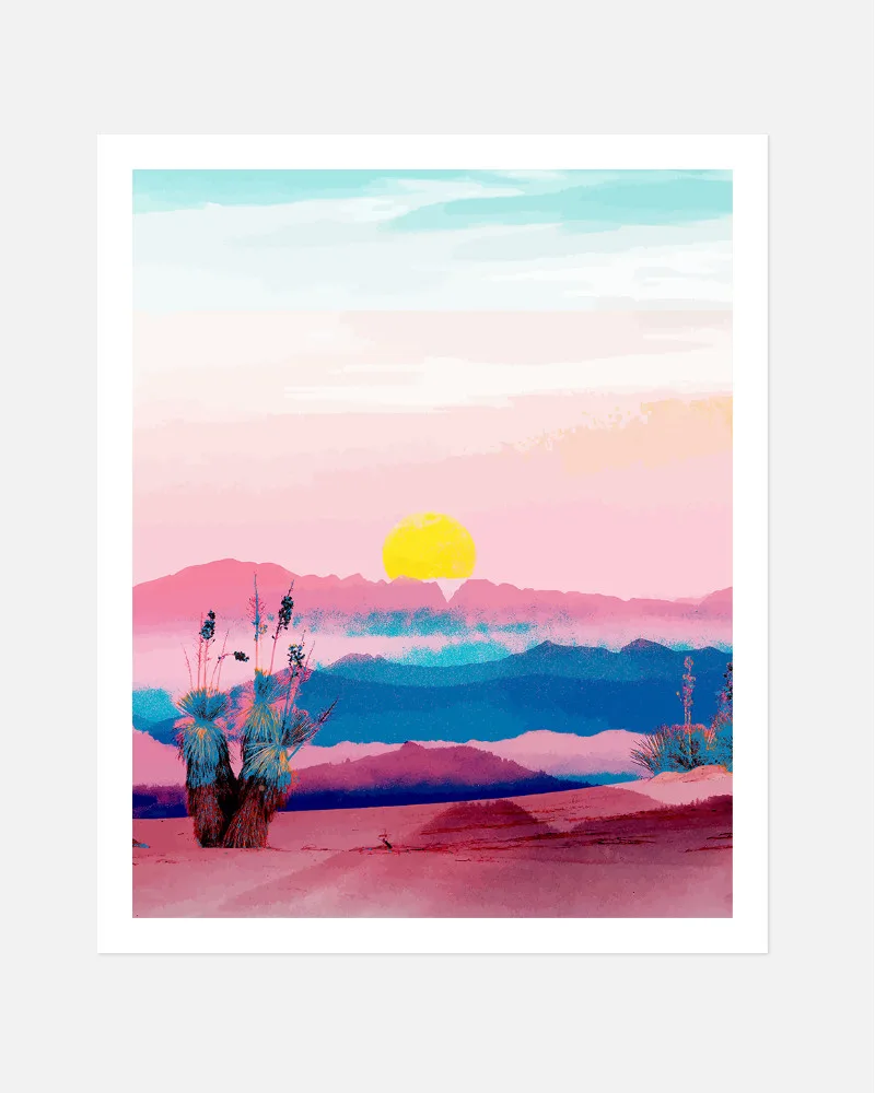 Shop melting sunset pink landscape nature painting Art Print & Canvas Print - exclusively certified at 83oranges.com by artist Uma Gokhale India