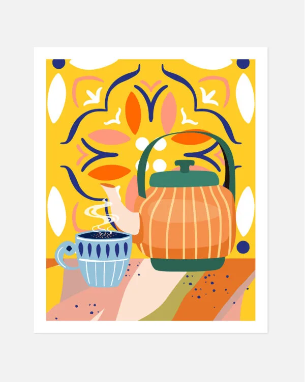 Shop pumpkin spice latte coffee tea bohemian maximalist painting small batch graphic Art Print, Canvas Print & Fabric Print - exclusively available at 83oranges.com by artist Uma Gokhale India