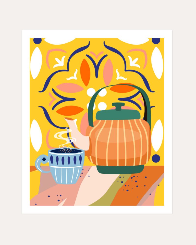 Shop pumpkin spice latte coffee tea Art Print, Canvas Print, commercial digital license & instant download printable - available certified at 83oranges.com by artist Uma Gokhale India