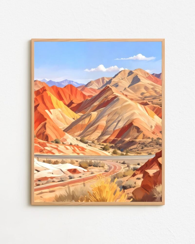 Shop Rust red mountains nature Landscape travel painting small batch graphic Art Print, Canvas Print & Fabric Print - exclusively available at 83oranges.com by artist Uma Gokhale India