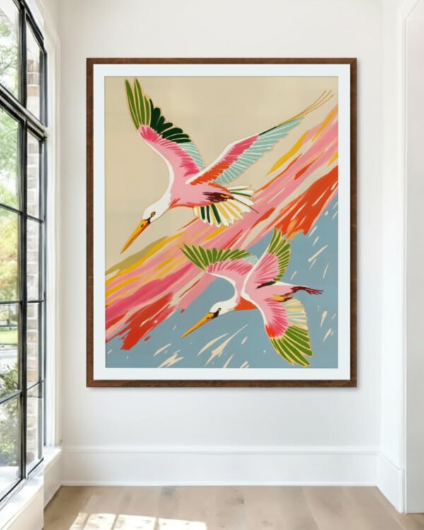 Shop roseate spoonbills birds pastel animals Art Print, Canvas Print, Commercial digital license & instant download printable- exclusively available at 83oranges.com by artist Uma Gokhale India