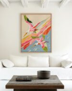 Shop roseate spoonbills birds pastel animals Art Print, Canvas Print, Commercial digital license & instant download printable- exclusively available at 83oranges.com by artist Uma Gokhale India
