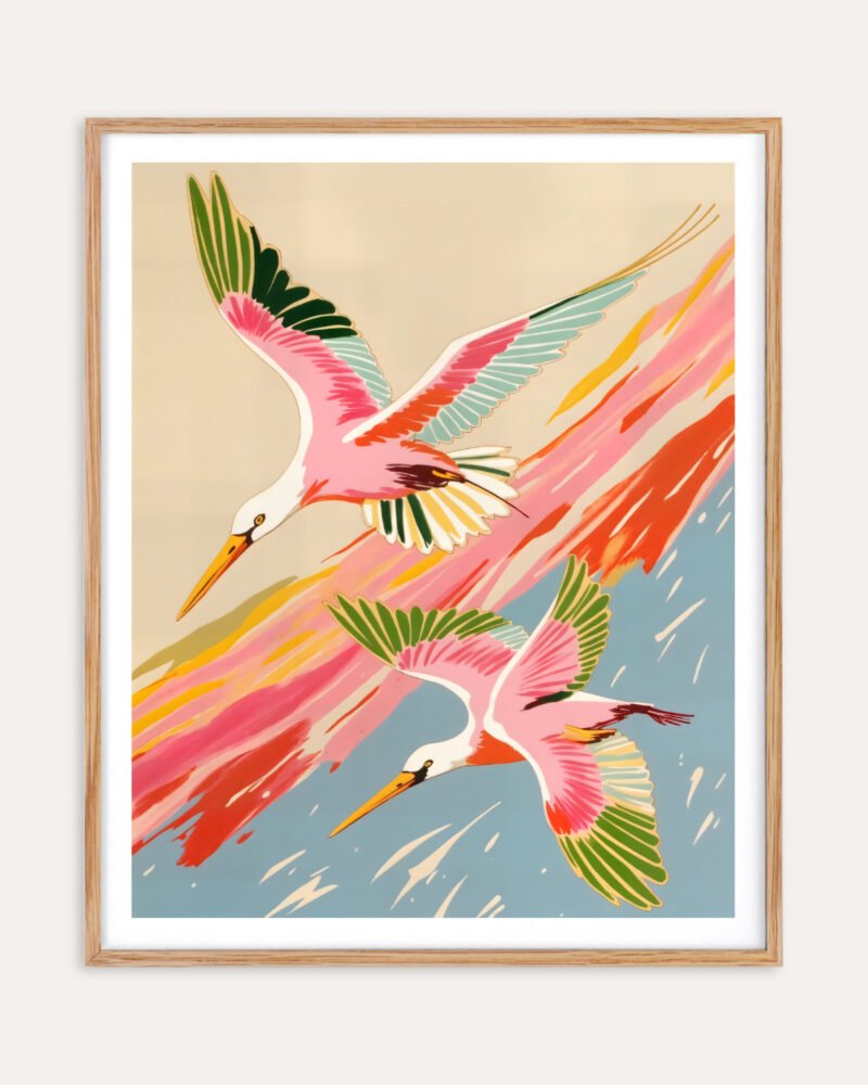 Shop roseate spoonbills birds pastel animals Art Print, Canvas Print, Commercial digital license & instant download printable- exclusively available at 83oranges.com by artist Uma Gokhale India