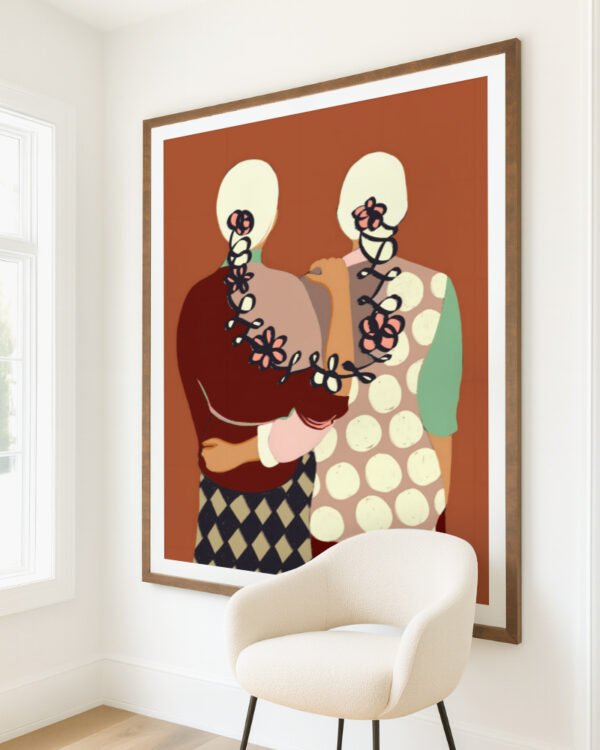 Shop The Terracotta bond two women love friends companion rustic india Art Print & Canvas Print, Commercial digital license & download printable - certified at 83oranges.com by artist Uma Gokhale India