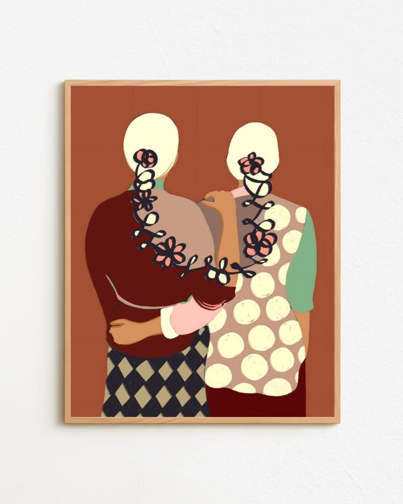 Shop The Terracotta bond two women love friends companion rustic india Art Print & Canvas Print - exclusively certified at 83oranges.com by artist Uma Gokhale India