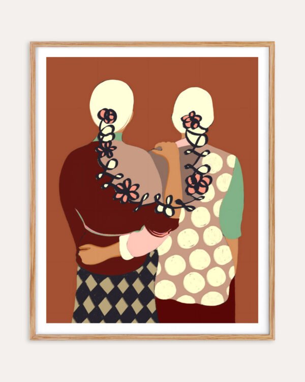Shop The Terracotta bond two women love friends companion rustic india Art Print & Canvas Print, Commercial digital license & download printable - certified at 83oranges.com by artist Uma Gokhale India