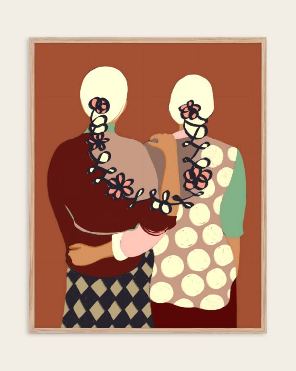 Shop The Terracotta bond two women love friends companion rustic india Art Print & Canvas Print, Commercial digital license & download printable - certified at 83oranges.com by artist Uma Gokhale India