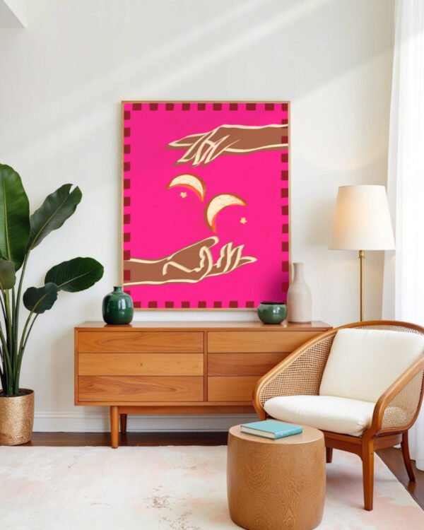 Shop a couple of moons celestial eclectic painting Art Print, Canvas Print - exclusively certified at 83oranges.com by artist Uma Gokhale India