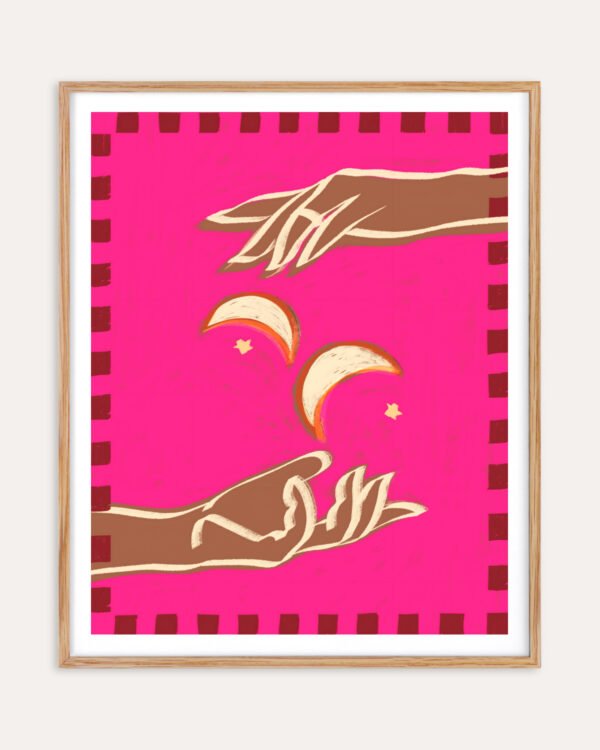 Shop a couple of moons celestial eclectic painting Art Print, Canvas Print, digital commercial license, instant download printable - exclusively certified at 83oranges.com by artist Uma Gokhale India