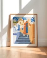 Shop cat in Greece Santorini animals pets architecture buildings Art Print, Canvas Print - exclusively certified at 83oranges.com by artist Uma Gokhale India