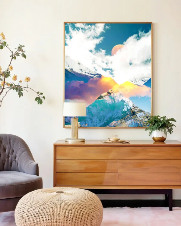 Shop sky mountains landscape nature graphic photography collage Art Print, Canvas Print - available certified at 83oranges.com by artist Uma Gokhale India