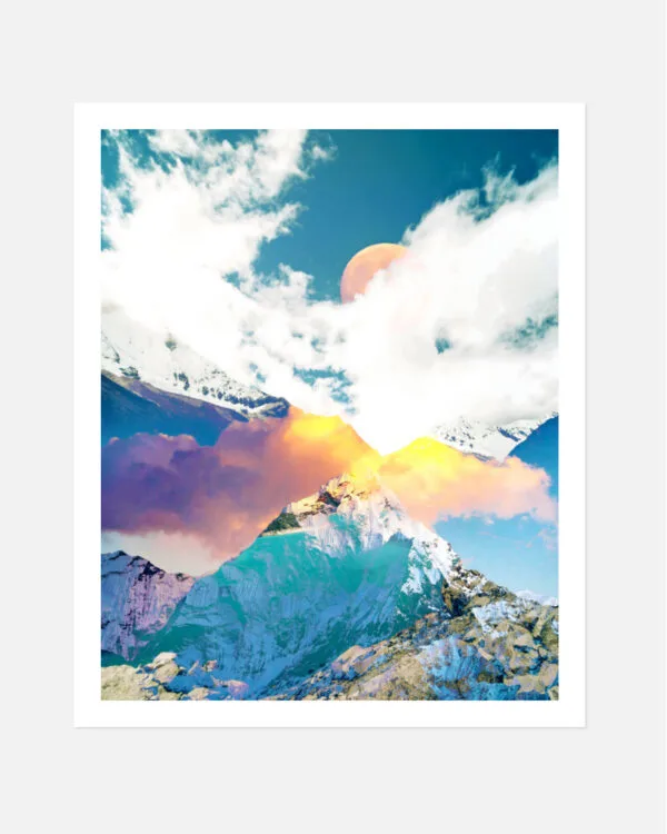 Shop sky mountains landscape nature graphic photography collage Art Print, Canvas Print - available certified at 83oranges.com by artist Uma Gokhale India