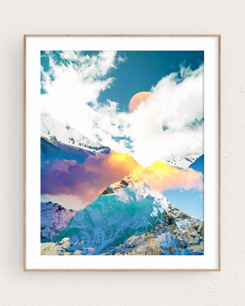 Shop sky mountains landscape nature graphic photography collage Art Print, Canvas Print - available certified at 83oranges.com by artist Uma Gokhale India