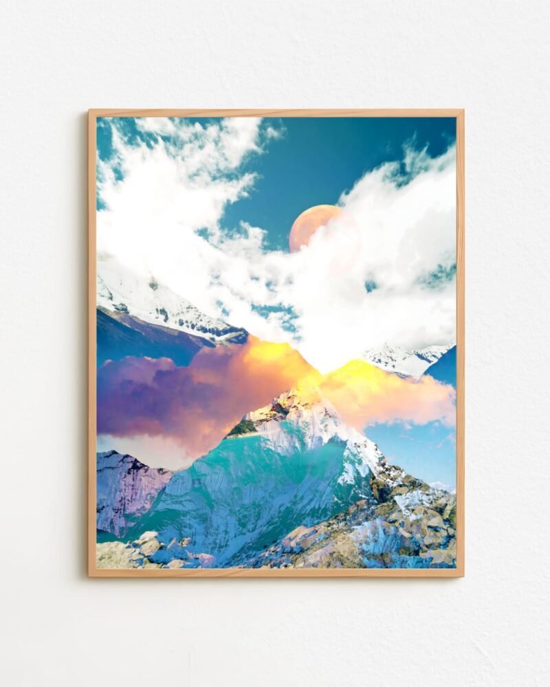 Shop sky mountains landscape nature graphic photography collage Art Print, Canvas Print - available certified at 83oranges.com by artist Uma Gokhale India