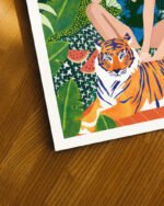 Shop living in the tiger jungle bohemian woman Art Print, Canvas Print, digital printable download - available at 83oranges.com by artist Uma Gokhale India