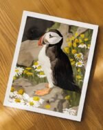 Shop puffin birds animals nature cute Art Print, Canvas Print - exclusively certified at 83oranges.com by artist Uma Gokhale India
