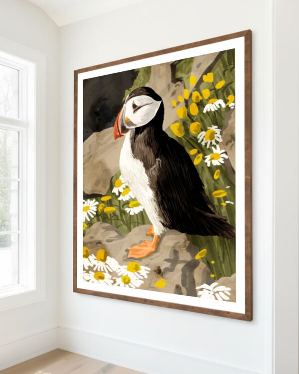 Shop puffin birds animals nature cute Art Print, Canvas Print, commercial digital license, instant download printable - exclusively certified at 83oranges.com by artist Uma Gokhale India