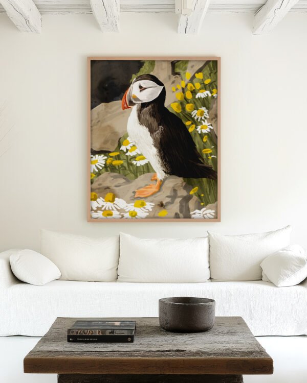 Shop puffin birds animals nature cute Art Print, Canvas Print, commercial digital license, instant download printable - exclusively certified at 83oranges.com by artist Uma Gokhale India