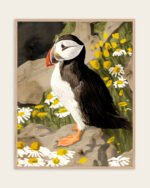 Shop puffin birds animals nature cute Art Print, Canvas Print, commercial digital license, instant download printable - exclusively certified at 83oranges.com by artist Uma Gokhale India