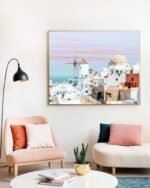 Shop Scenic Greece Santorini beachy summer travel ocean pastel Art Print, Canvas Print & Fabric Print - exclusively available at 83oranges.com by artist Uma Gokhale India