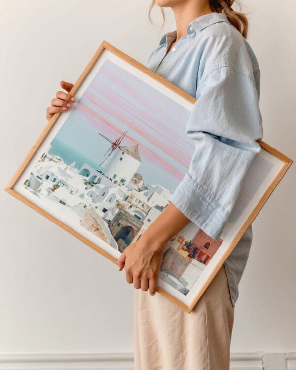 Shop Scenic Greece Santorini beachy summer travel ocean pastel Art Print, Canvas Print & Fabric Print - exclusively available at 83oranges.com by artist Uma Gokhale India