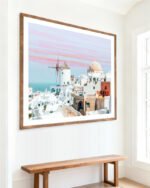 Shop Scenic Greece Santorini beachy summer travel ocean pastel Art Print, Canvas Print, commercial digital license & instant digital download printable - exclusively available at 83oranges.com by artist Uma Gokhale India