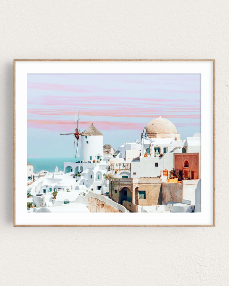 Shop Scenic Greece Santorini beachy summer travel ocean pastel Art Print, Canvas Print & Fabric Print - exclusively available at 83oranges.com by artist Uma Gokhale India
