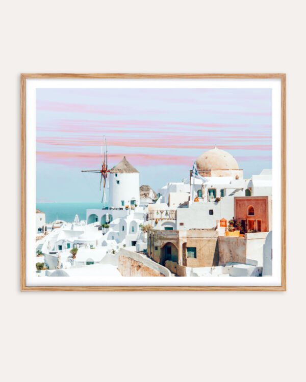 Shop Scenic Greece Santorini beachy summer travel ocean pastel Art Print, Canvas Print, commercial digital license & instant digital download printable - exclusively available at 83oranges.com by artist Uma Gokhale India