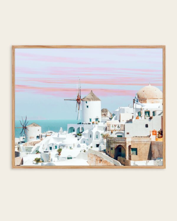 Shop Scenic Greece Santorini beachy summer travel ocean pastel Art Print, Canvas Print, commercial digital license & instant digital download printable - exclusively available at 83oranges.com by artist Uma Gokhale India