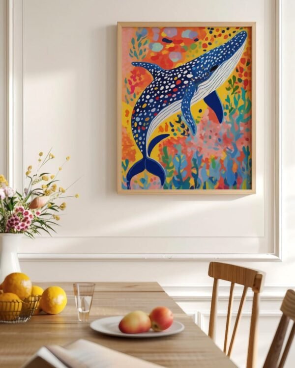 Shop spotted whale fish sea animals ocean Art Print, Canvas Print, commercial digital license & instant downloa dprintable - exclusively certified at 83oranges.com by artist Uma Gokhale India