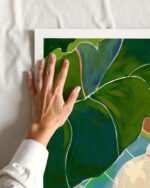 Shop tropical mood banana leaves woman painting people Art Print, Canvas Print, commercial digital license & instant download printable - exclusively certified at 83oranges.com by artist Uma Gokhale India