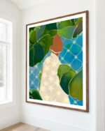 Shop tropical mood banana leaves woman painting people Art Print, Canvas Print, commercial digital license & instant download printable - exclusively certified at 83oranges.com by artist Uma Gokhale India