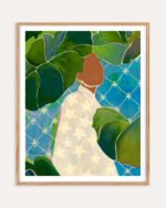 Shop tropical mood banana leaves woman painting people Art Print, Canvas Print, commercial digital license & instant download printable - exclusively certified at 83oranges.com by artist Uma Gokhale India