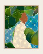 Shop tropical mood banana leaves woman painting people Art Print, Canvas Print, commercial digital license & instant download printable - exclusively certified at 83oranges.com by artist Uma Gokhale India