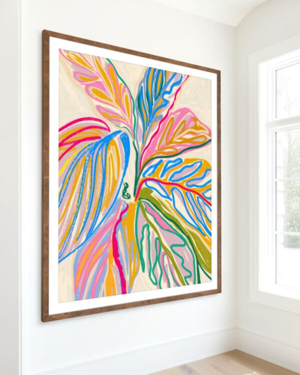 Shop rhythms of the bloom tropical botanical drawing garden plants Art Print, Canvas Print, commercial digital license, instant download printable - exclusively certified at 83oranges.com by artist Uma Gokhale India