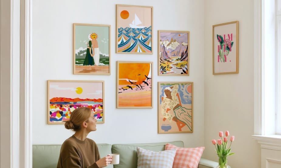 Shop art prints featured in the 83 Oranges X Asianmonk collaboration. Art and canvas prints by Uma Gokhale