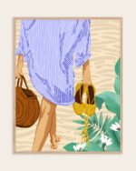 Shop bohemian woman on the beach walking fashion Art Print, Canvas Print, commercial digital license, instant download printable - available at 83oranges.com by artist Uma Gokhale India