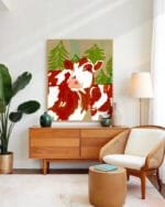 Shop Mama’s Love – Cow & Calf Woodland Embrace painting Art Print, Canvas Print - exclusively certified at 83oranges.com by artist Uma Gokhale India