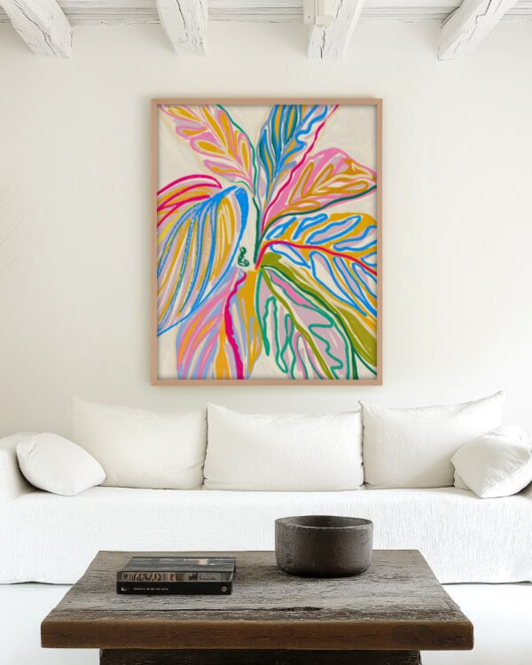 Shop rhythms of the bloom tropical botanical drawing garden plants Art Print, Canvas Print, commercial digital license, instant download printable - exclusively certified at 83oranges.com by artist Uma Gokhale India