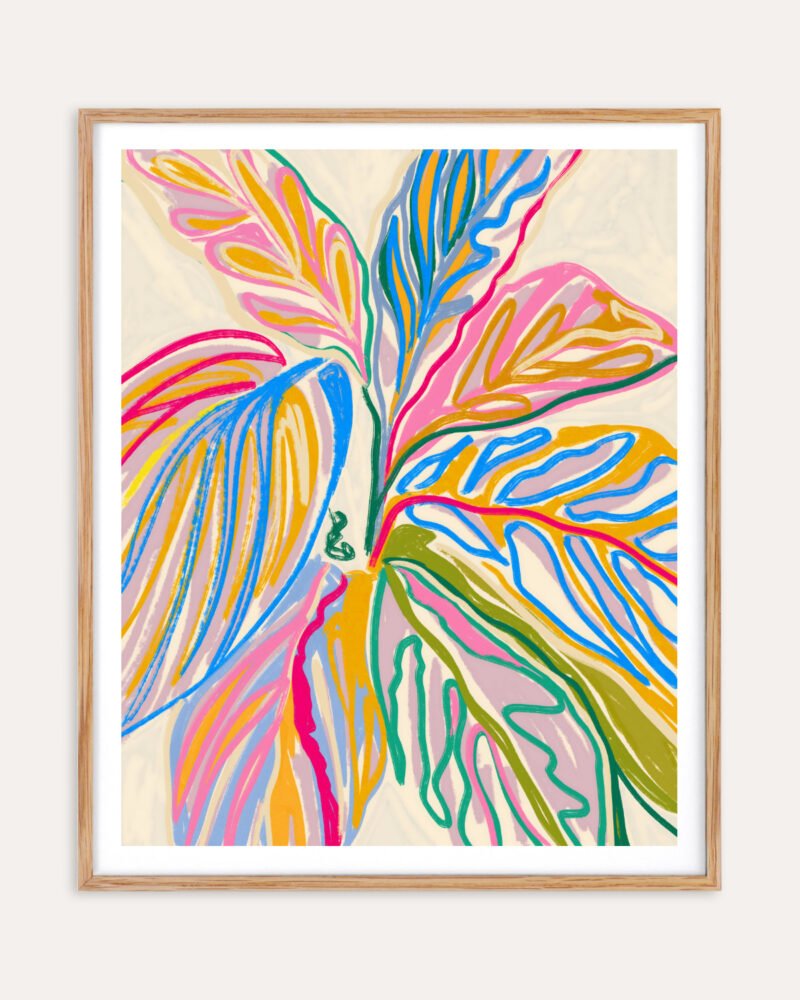 Shop rhythms of the bloom tropical botanical drawing garden plants Art Print, Canvas Print, commercial digital license, instant download printable - exclusively certified at 83oranges.com by artist Uma Gokhale India