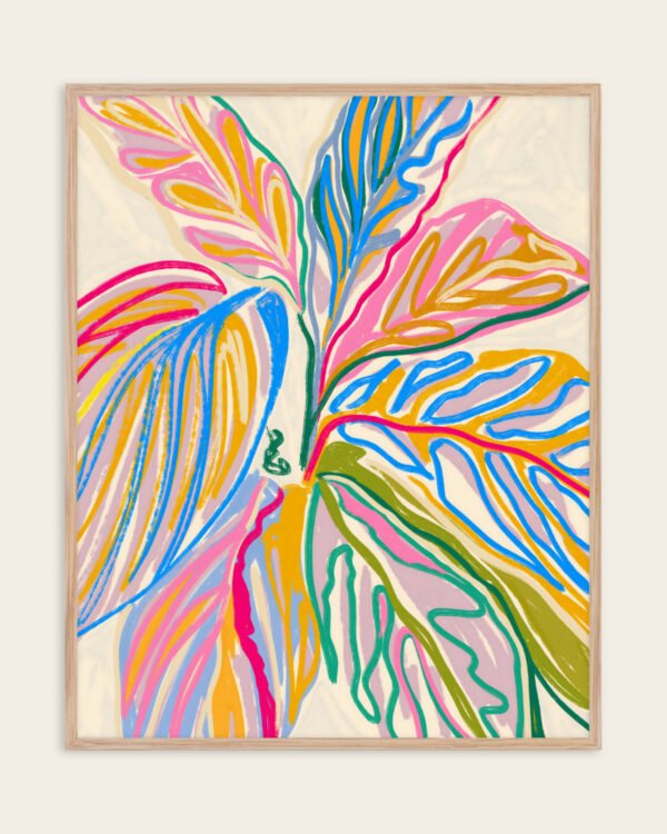 Shop rhythms of the bloom tropical botanical drawing garden plants Art Print, Canvas Print, commercial digital license, instant download printable - exclusively certified at 83oranges.com by artist Uma Gokhale India