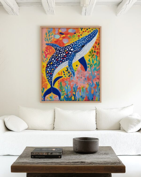 Shop spotted whale fish sea animals ocean Art Print, Canvas Print, commercial digital license & instant downloa dprintable - exclusively certified at 83oranges.com by artist Uma Gokhale India