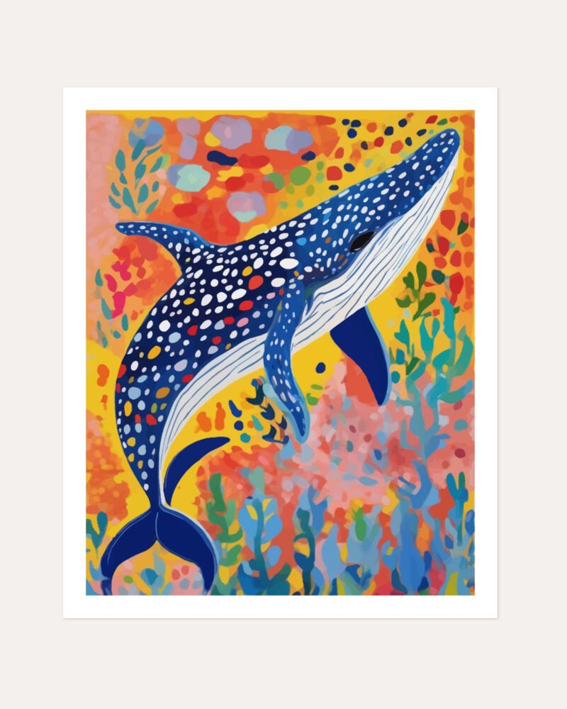Shop spotted whale fish sea animals ocean Art Print, Canvas Print, commercial digital license & instant downloa dprintable - exclusively certified at 83oranges.com by artist Uma Gokhale India
