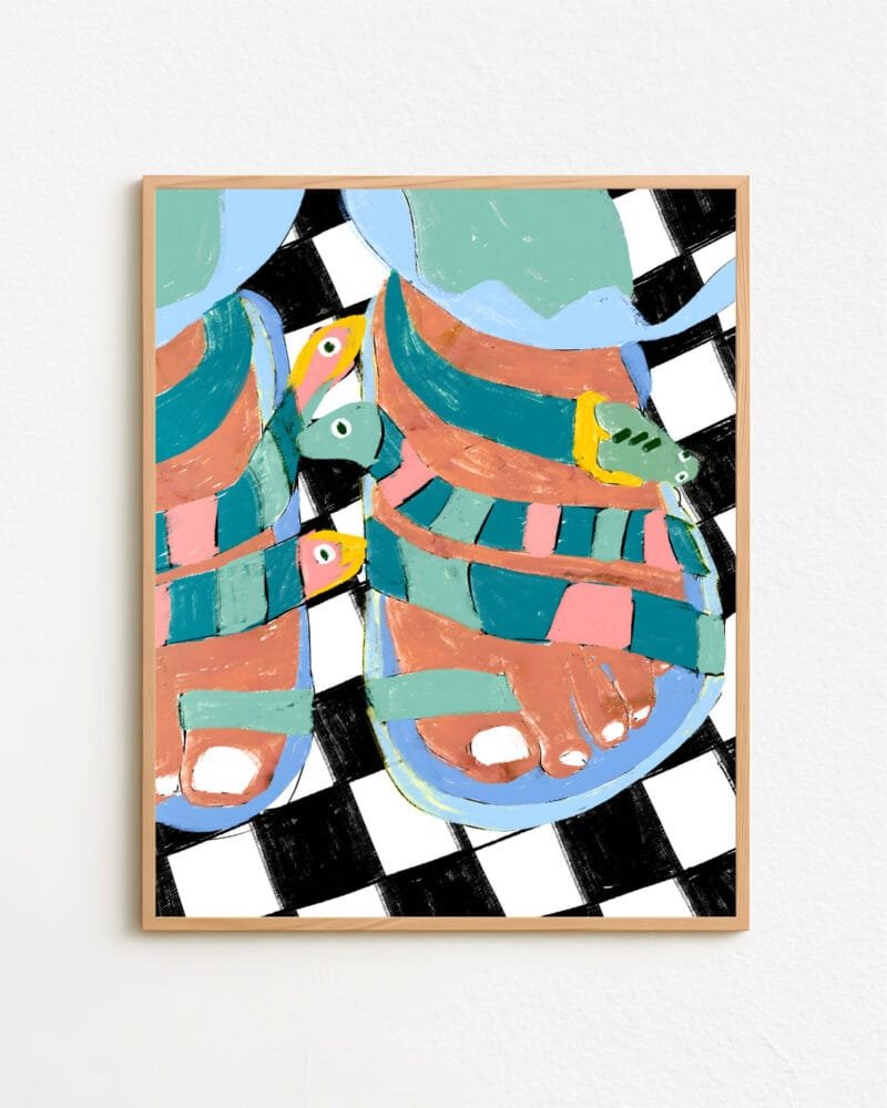Shop Stroll on the wild side snakes feet checkers animals eclectic painting Art Print, Canvas Print - exclusively certified at 83oranges.com by artist Uma Gokhale India