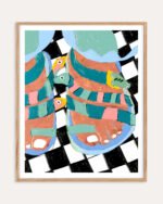 Shop Stroll on the wild side snakes feet checkers animals eclectic painting Art Print, Canvas Print, commercial digital licenses, instant download printable - exclusively certified at 83oranges.com by artist Uma Gokhale India