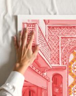 Shop blush palace architecture building fountain places Art Print, Canvas Print, commercial digital license, instant download printable - exclusively certified at 83oranges.com by artist Uma Gokhale India