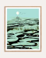 Shop dreamy lake landscape wild pond painting Art Print, Canvas Print, digital license download - exclusively certified at 83oranges.com by artist Uma Gokhale India