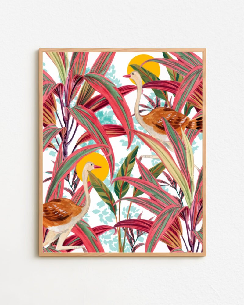 Shop birds jungle Botanical vintage Nature illustration Art Print, Canvas Print - available at 83oranges.com by artist Uma Gokhale India